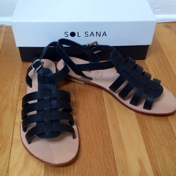 SOL SANA 'Sims' Leather Gladiator Flat Sandal - Picture 2 of 8
